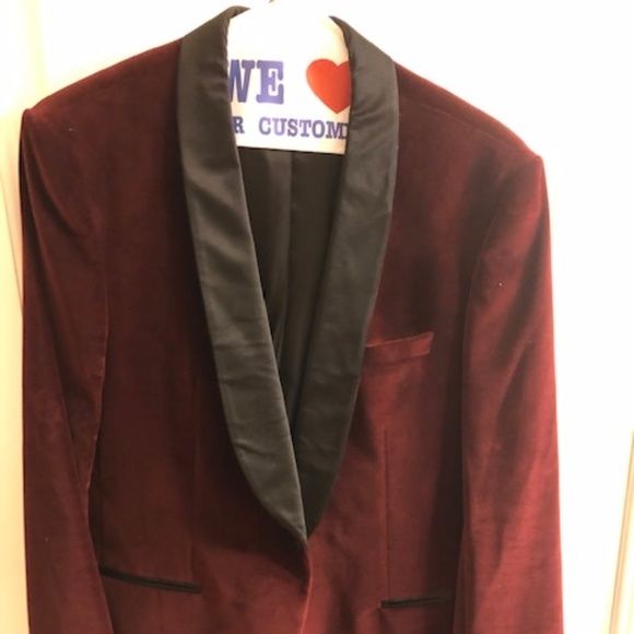 Hugo Boss Other - Hugo Boss Tuxedo Lapel Velvet Burgundy Blazer